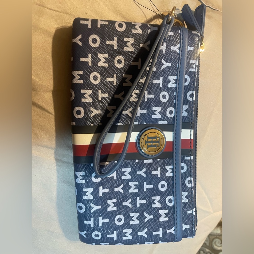 Tommy Hilfiger Blue Monogram Wristlet